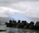 Crashing waves on the breakwater