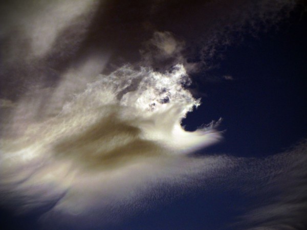 A cloud takes on a ghostly shape