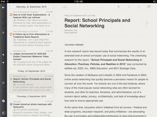 Reeder iPad app