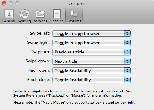 gestures in Reeder on OS X