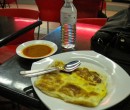 Breakfast of Roti Prata with egg, Changi Village