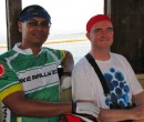 John Larkin and Kenneth Pinto during the journey on the bumboat from Changi Village Singapore to Pengerang Malaysia