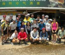 John Larkin and the entire team of bike riders from Singapore during a lunch break in Malaysia