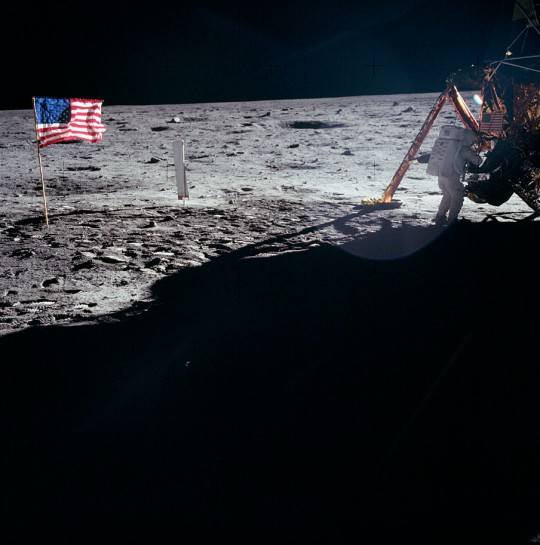 Neil Armstrong on the moon by the LEM