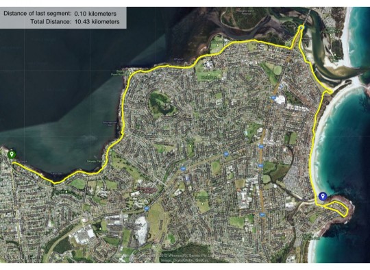 Map of the cycle path from Oak Flats to Barrack Point