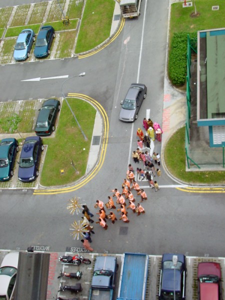 Wedding musicians in car park outside Block 423 Pasir Ris Drive 6 Singapore